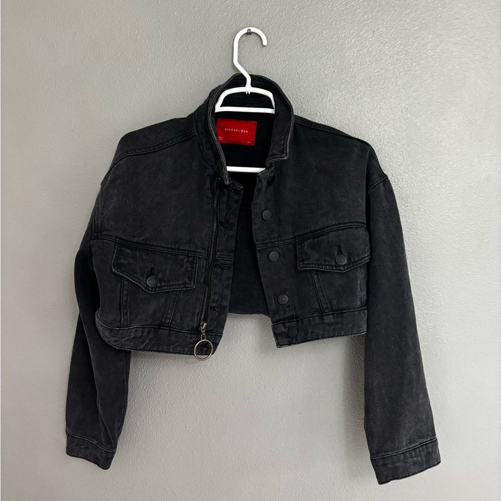 Black Denim Cropped Jacket